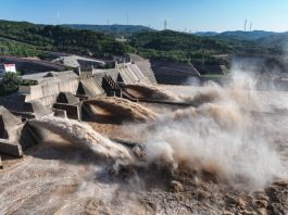 Cina: rilascio d’acqua dal bacino di Xiaolangdi (1)