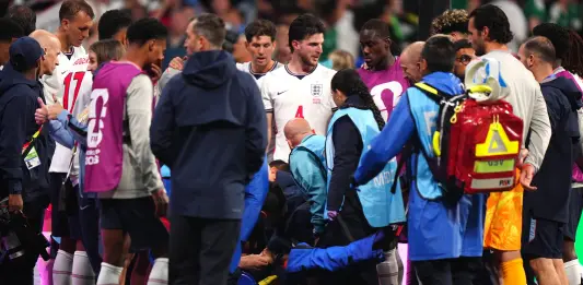 Jordan Henderson falls during celebrations and injures his arm