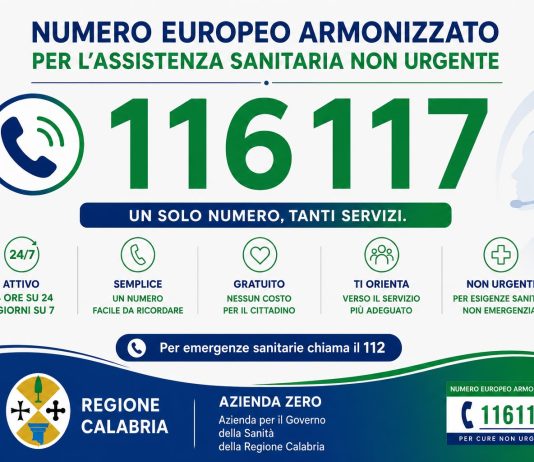 Al via in Calabria il Numero Europeo Armonizzato 116117 per le richieste sanitarie non urgenti