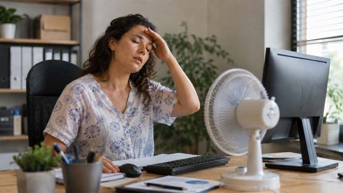donna accaldata ventilatore donna accaldata ventilatore