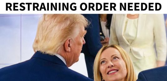 Trump posta foto con Meloni e chiede “ordine restrittivo”