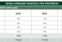 Friuli Venezia Giulia, nel 2025 beni durevoli in calo (-2,6%) a 1,7 mln