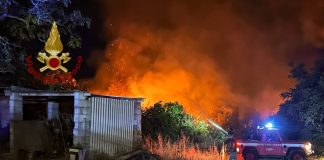 Incendio nella notte nell’Oristanese, i vigili del fuoco fermano le fiamme