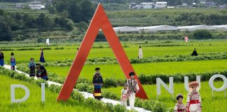Cina: Sichuan, sfilata con costumi etnici tradizionali tra le risaie (1)