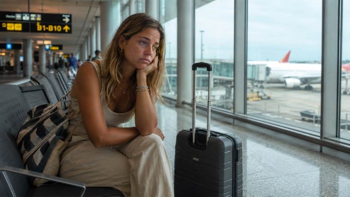 donna triste rientro vacanze donna triste rientro vacanze