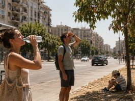 Surriscaldamento globale: gli impatti sulla vita quotidiana famiglia nel caldo torrido