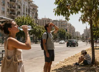 Surriscaldamento globale: gli impatti sulla vita quotidiana famiglia nel caldo torrido