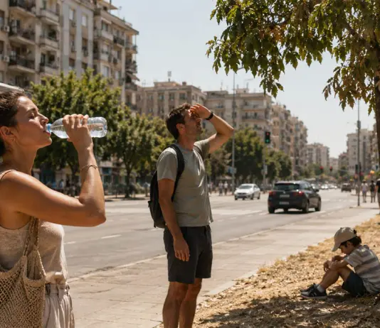 Surriscaldamento globale: gli impatti sulla vita quotidiana famiglia nel caldo torrido