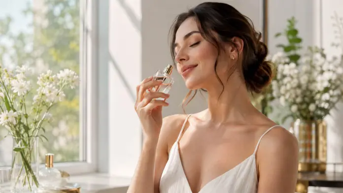 ragazza annusa profumo ragazza annusa profumo