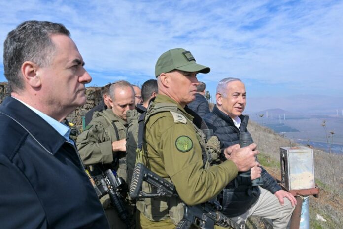 Crisi Siria: Il Primo Ministro Benjamin Netanyahu e il Ministro della Difesa Israel Katz visitano il confine con la Siria