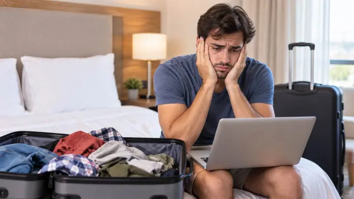 uomo triste per volo annullato