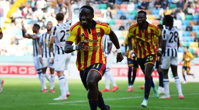 Udinese-Lecce 0-3, quinto stop di fila per i bianconeri