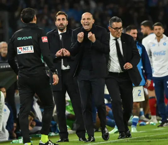 Serie A, due turni di squalifica per Allegri dopo l’espulsione in Napoli-Roma