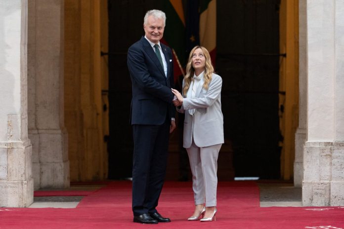 Giorgia Meloni Meets Gitanas Nauseda At Palazzo Chigi - Rome