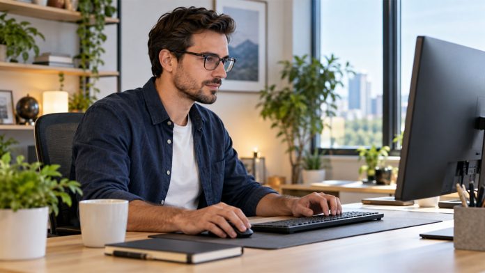 uomo al pc